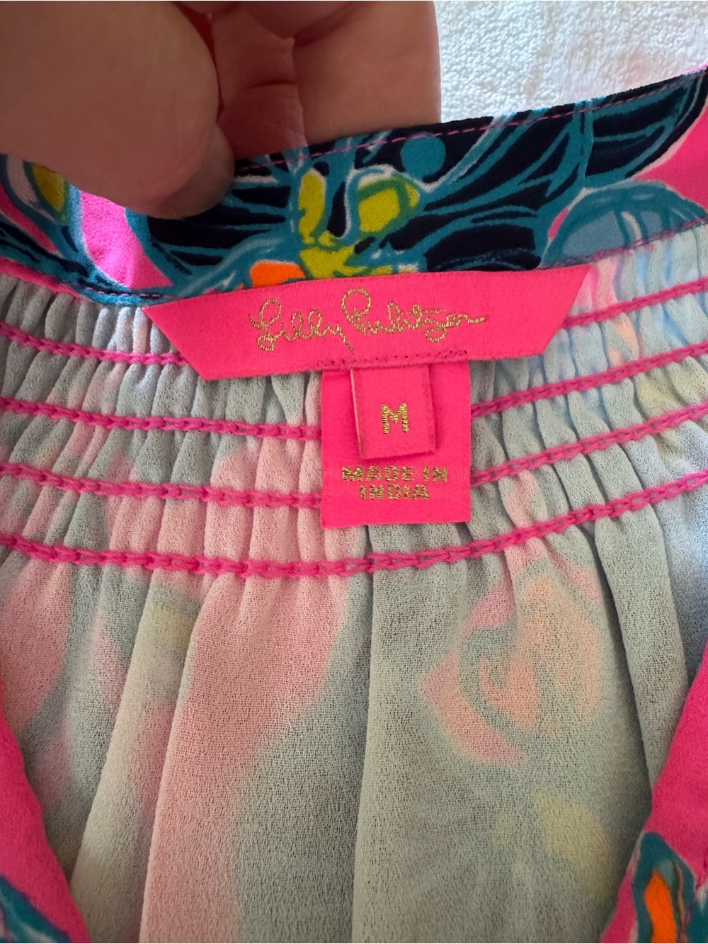 Lilly Pulitzer “Lucee” Pink Floral Tunic Dress Size M - Picture 5 of 7